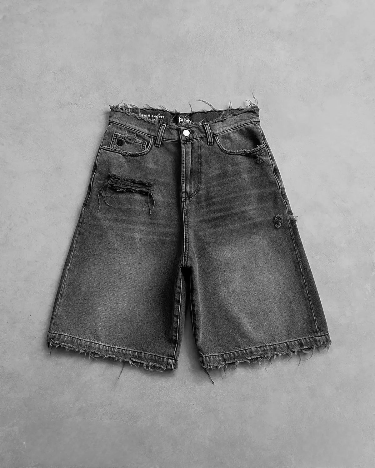 American Retro Gothic Halloween Geometry Graffiti Print Denim Shorts Men Women Y2k Low Waist Baggy Knee Length Jeans Jorts Short