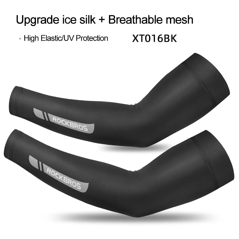 ROCKBROS Ice Fabric Running Camping Sleeves Breathable Sleeve Quick Dry Arm Protect UV400 Arm Cover Summer Sports Safety Gear