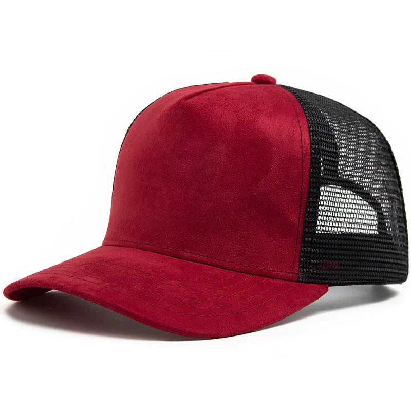 Unisex Hot Selling 5 Panel Mesh Suede Trucker Hat Men High Quality Baseball Cap Spring Summer Breathable Adjustable Sports Hats