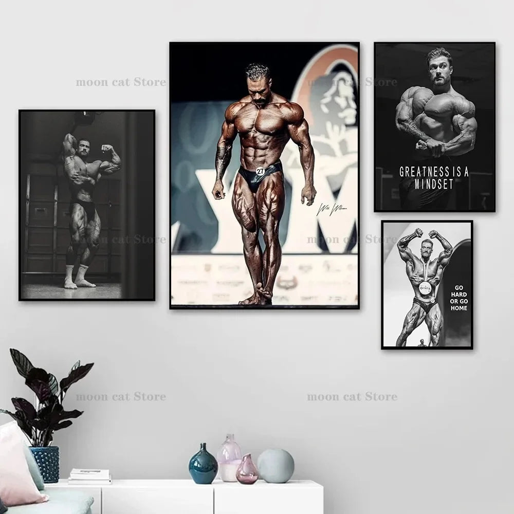 Canvas Painting Chris Bumstead Bodybuilder Fitness Motivational Quotes Poster Muscle Man Wall Art Pictures Home Gym Decor