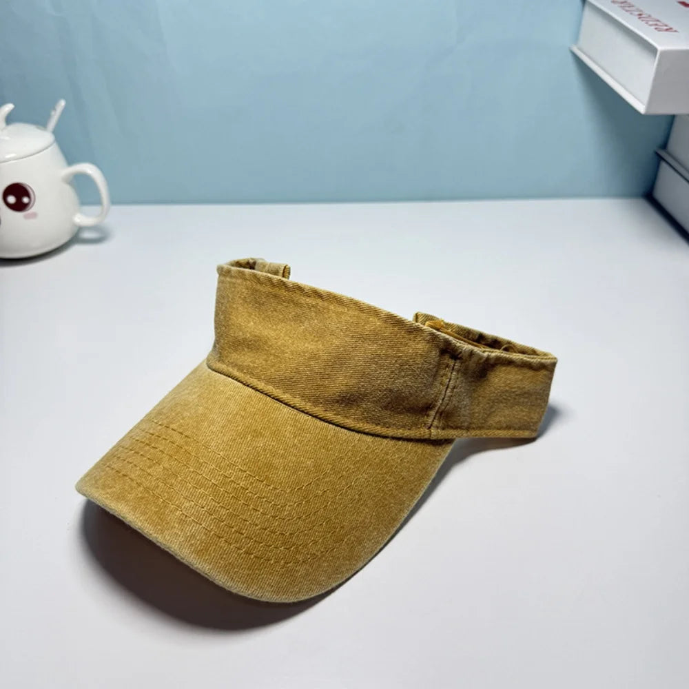 Portable Summer Washable Sun Hats Men Women Solid Visor UV Protection Top Empty Sport Tennis Golf Running Sunscreen Baseball Cap