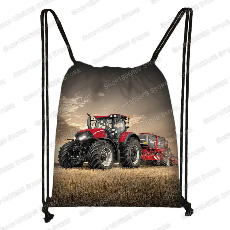Play with Farm Tractor Print Backpack Teenager Boys Girls Rucksack Women Drawstring Bags for Travel Kids Book Bag Shoes Holder