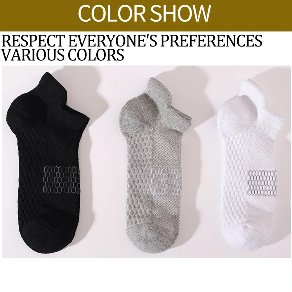 6pairs Anti-Slip Gym Socks for Men Honeycomb Ventilation Thickened Sole Quick-Dry Technology Running Non-Slip Workout Ankle Sock