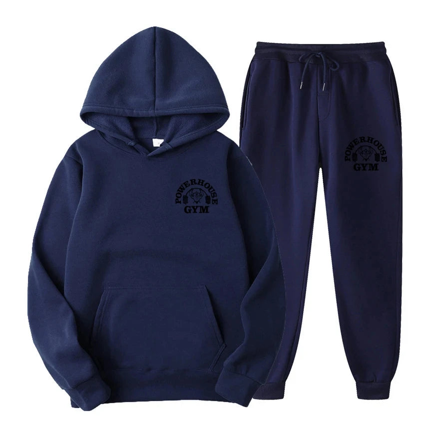 Men Women Tracksuit Hoodies Casual Solid Color Long Sleeve Pullover + Pants Suit Fleece Hooded Sportswear Suit Two Piece Sets
