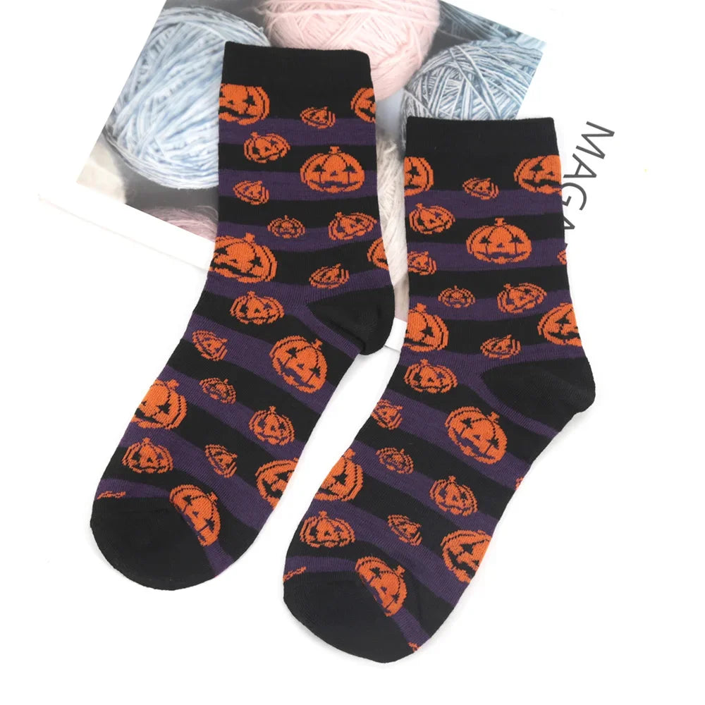 Halloween Women's Socks Personality Harajuku Warm Sock Simple Long Socks Fashion Spring Autumn for Women Men Mid Length Socks