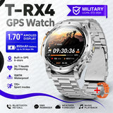 2026New Military T-RX4 Built in GPS Outdoor Smart Watch 10ATM Waterproof Compass  850mAh Battery 1.7”AMOLED Sports Fitness Clock