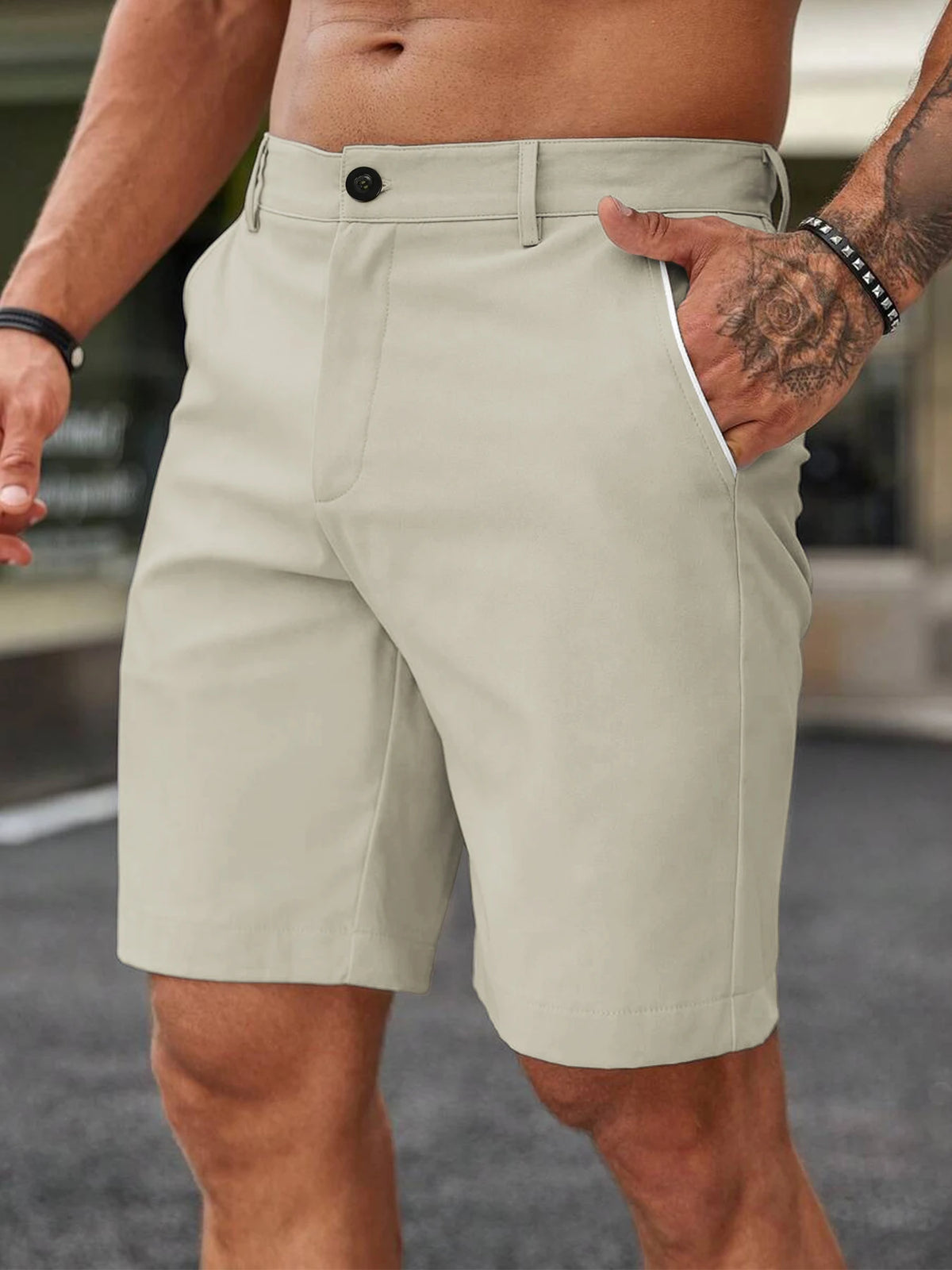 Men's British Style Suit Workwear Shorts Summer Hot Selling Casual Straight Leg Solid Color Golf  shorts