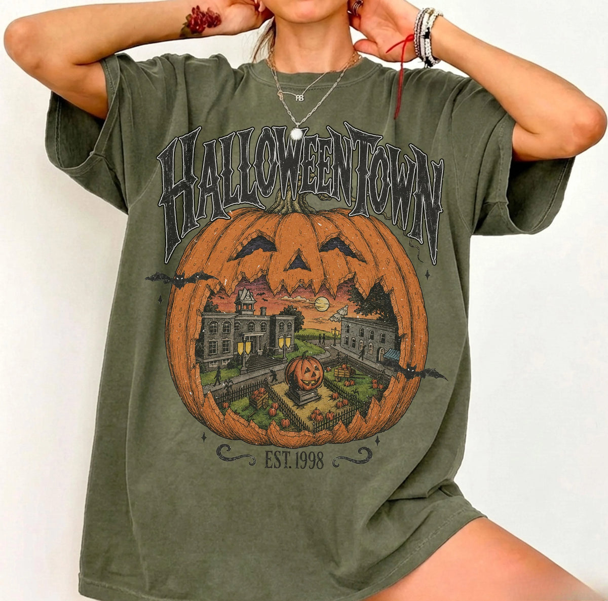 Vintage Halloweentown T Shirt Women Men Classic Halloween Pumpkin Streetwear Short Slseeve Weird Season Halloween Cotton T-shirt