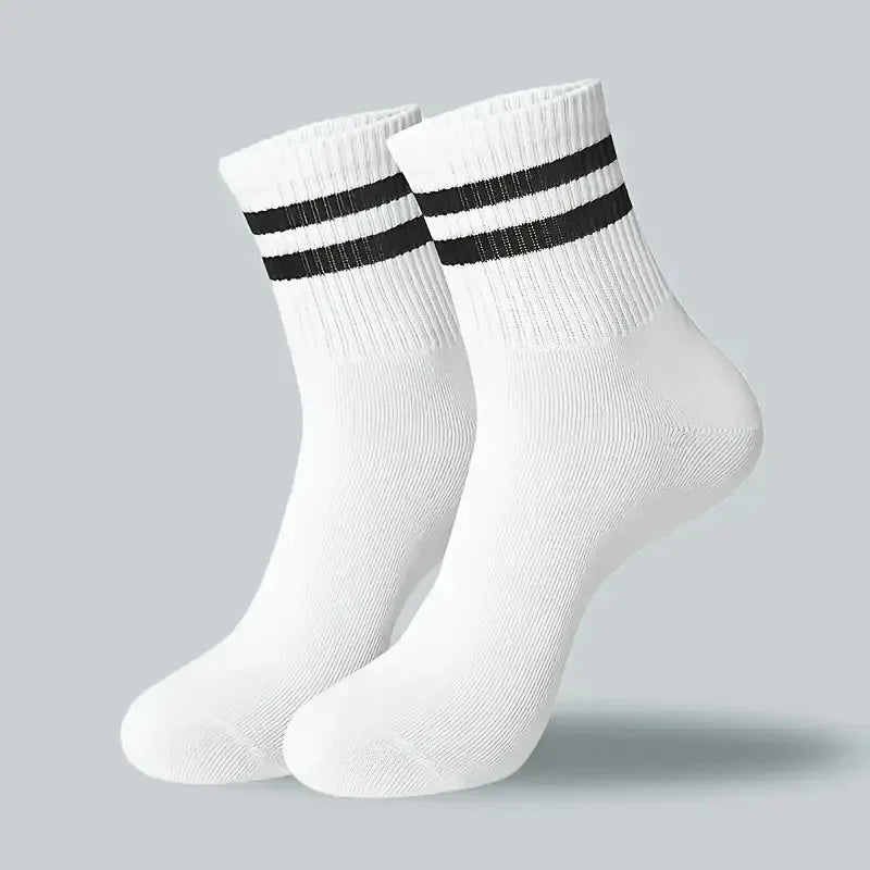 6/10/20 Pairs Neutral Striped Mid Tube Socks Sweat Absorbing Breathable Soft and Comfortable Couple Sports and Leisure Socks