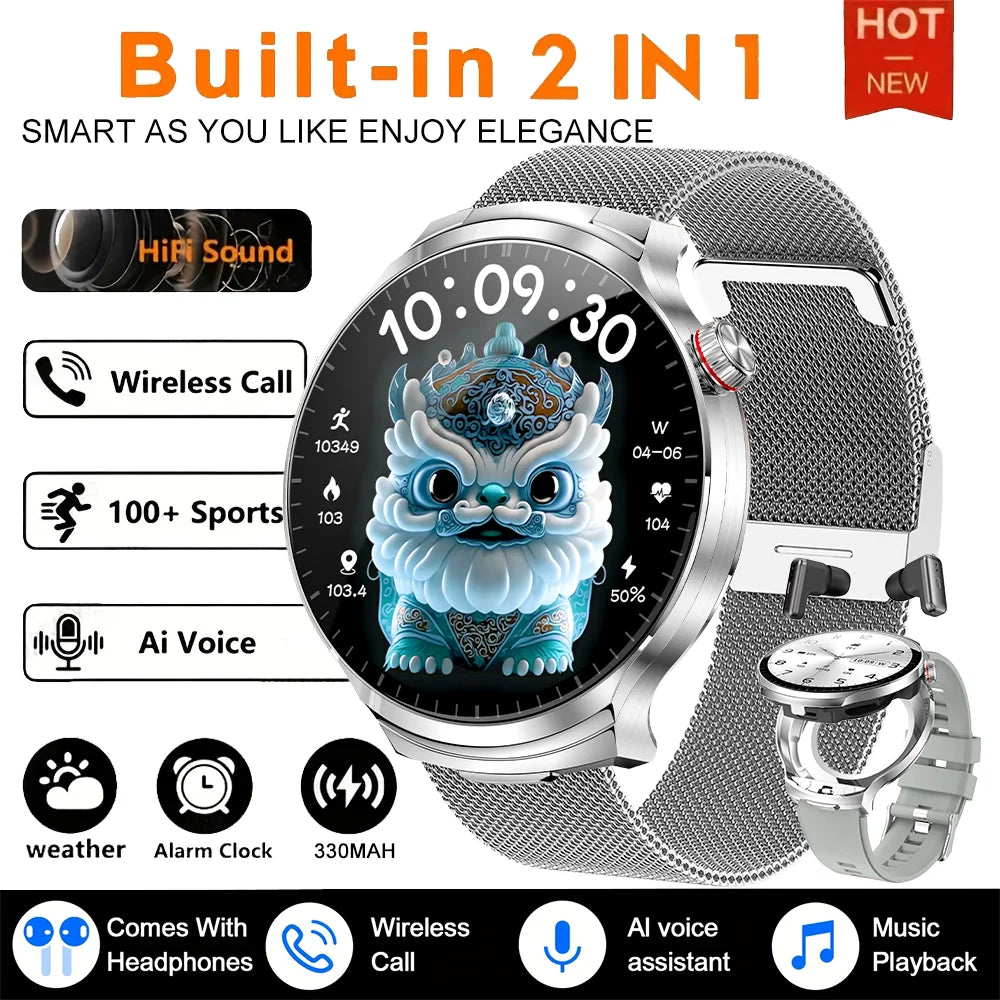 2026 T-REX3 New 2 in 1 Smart Watch With Earbuds Smart Watch TWS Bluetooth Earphone Heart Rate Blood Oxygen Monitor Sports Watch