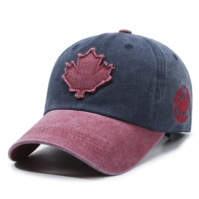 European and American Maple Leaf Retro Baseball Men and Women Washed Cotton Duck Tongue Spring Summer Outdoor Color Matching Hat
