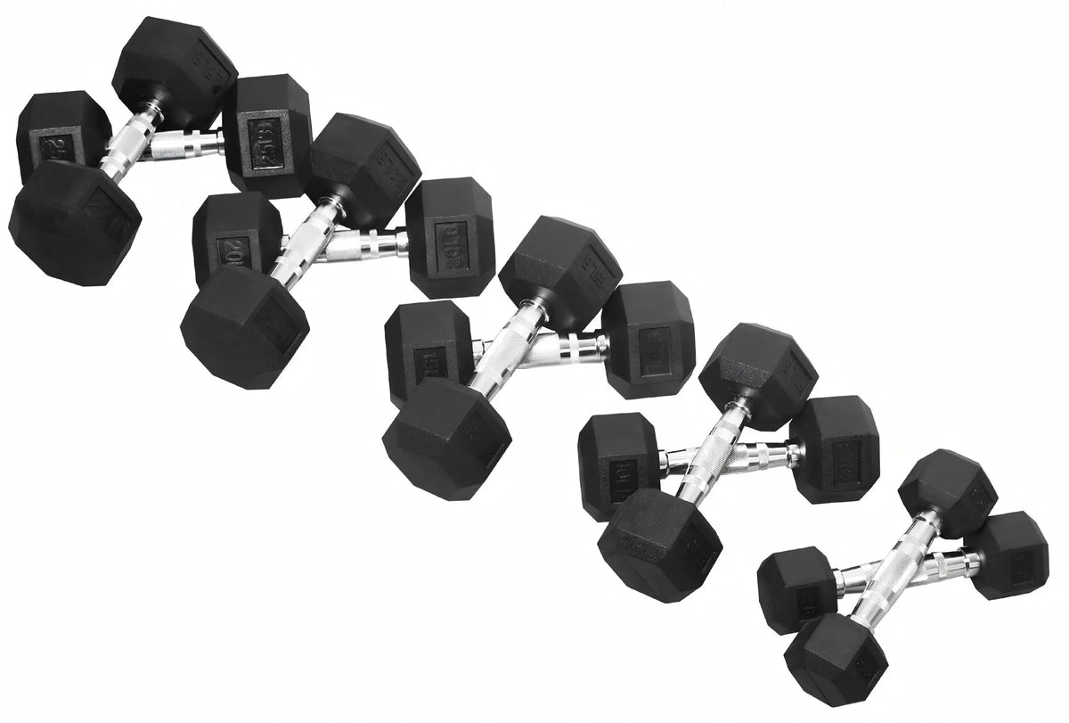 Premium Rubber Coated Hex Dumbbells 5LB-100LB Custom Home Gym Muscle Building Strength Training Fitness Equipmentpromote sales