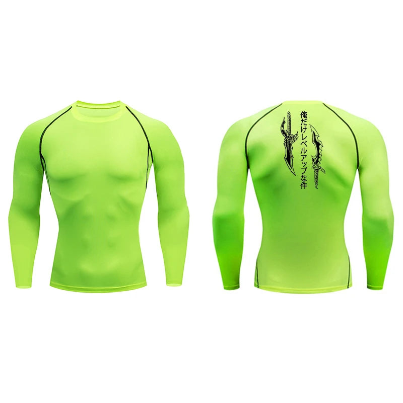 Dagger Print Compression Shirts for Men Athletic Quick Dry Tshirt Tops Rash Guard Gym Workout Running Baselayers Undershirts