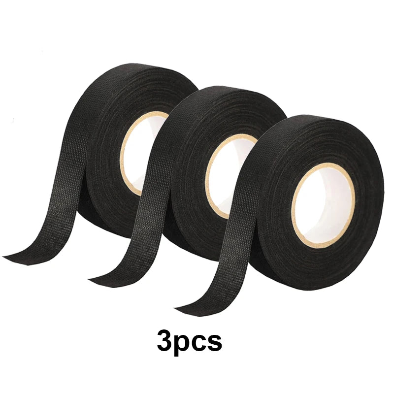 15/25M Wire Harness Automotive Cloth Tape Adhesive High Noise Resistance Heat Proof Fabric Electrical Tape for Wrapping Wiring