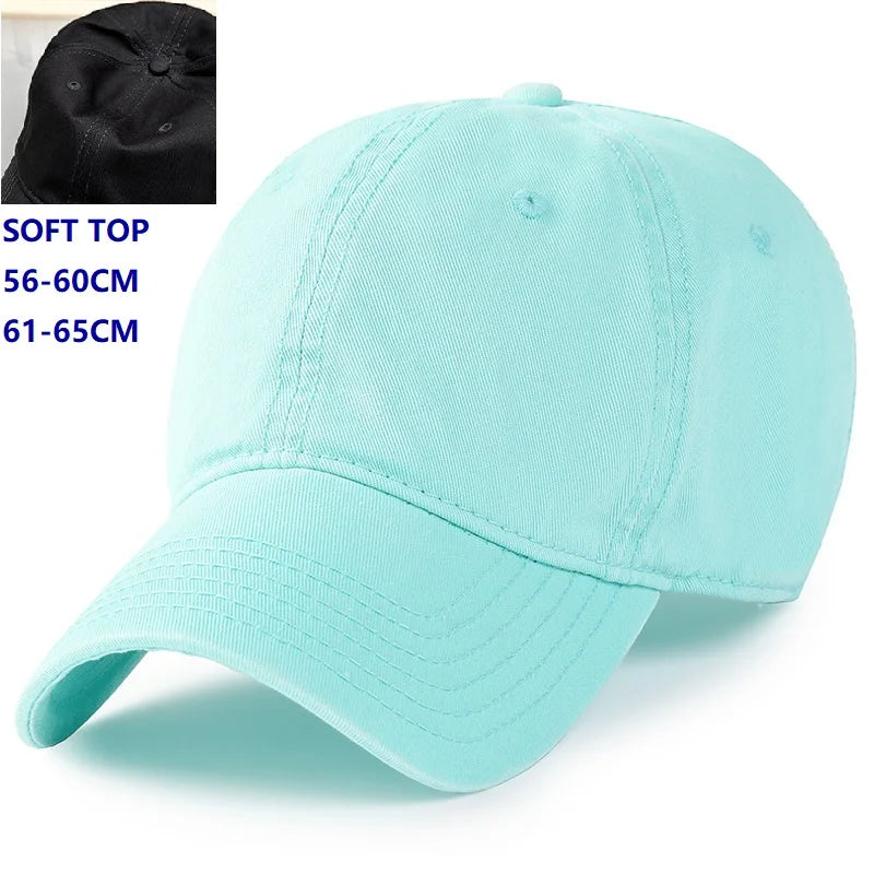 Men Women Oversize XXL 100% Cotton Baseball Cap, Large Hat for Big Heads 56-63cm (23.5'-25.5'), Adjustable Plain Dad Cap