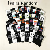 5/10/20 Double Random Graffiti Printed Men's and Women's Sports Socks Fun Cool Hip Hop Street Style Multi Color Letter Socks