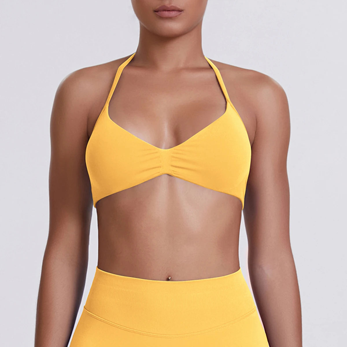 Sexy Neck Strap Bra for Woman Summer Breathable Backless Yoga Bra Women Fitness Solid Color Yoga Sports Bra Workout Top