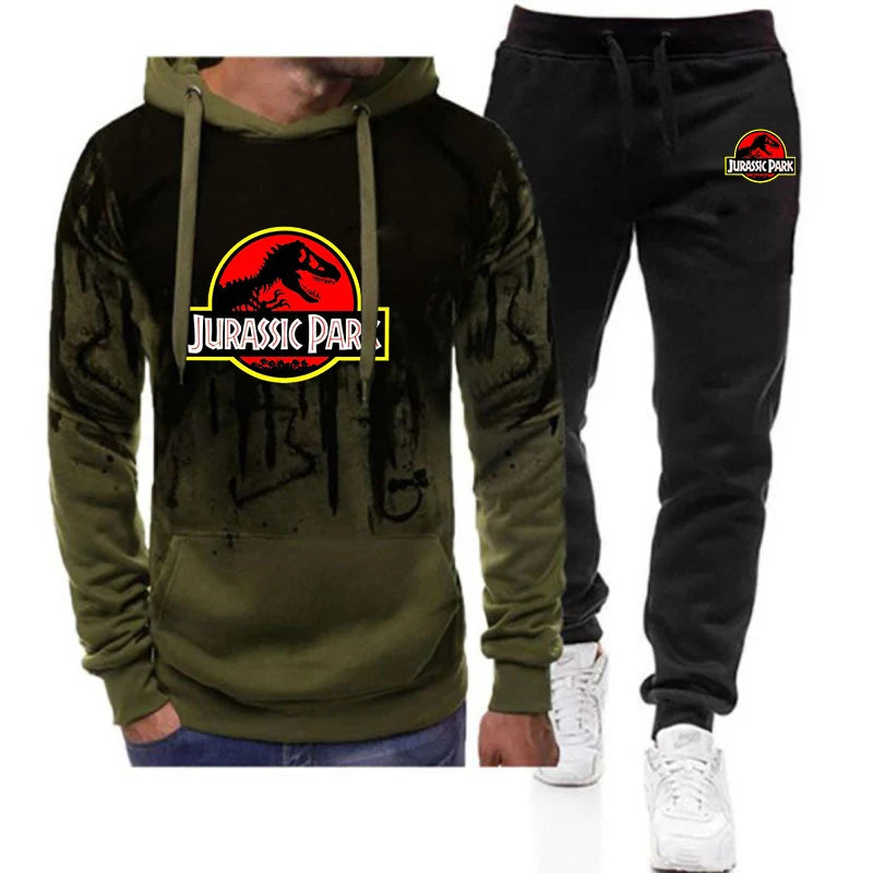 2025 Spring And Autumn Man's Popular High end Luxury Premium Hoodies Jurassic Park Logo Print Sports Long Pants Suits