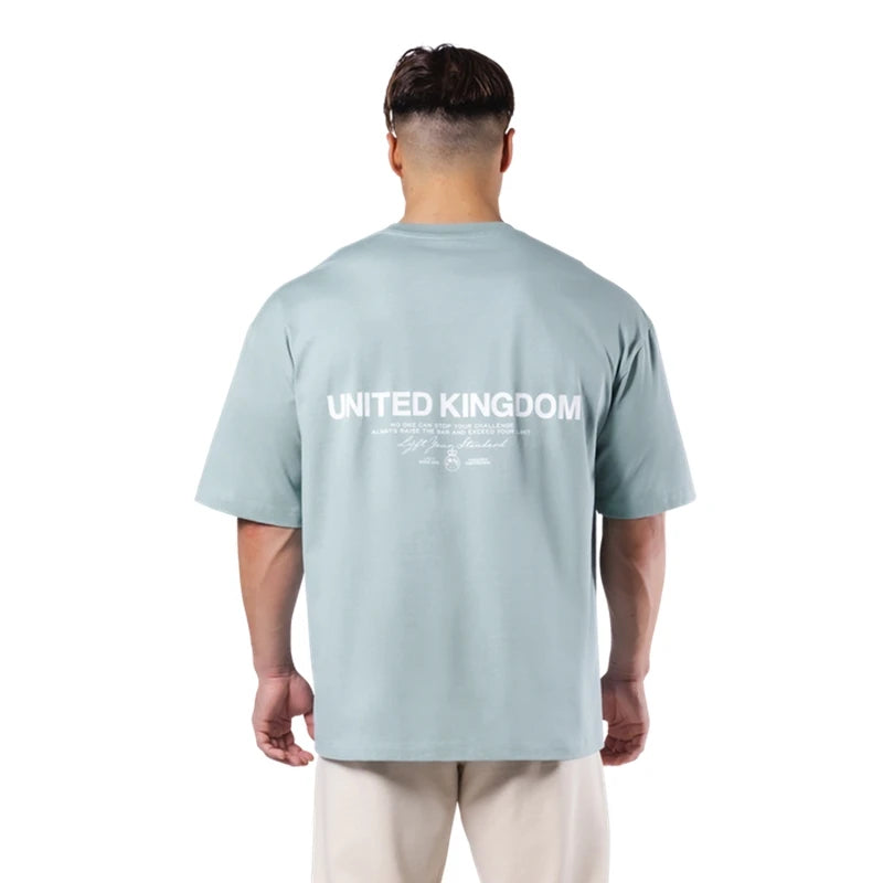 LYFT UNITED KINGDOM Trendy Loose Fitting Men's Sports Short Sleeved T-shirt Pure Cotton Gym Running Shirts Training Clothes Tees