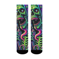 Halloween Hip-Hop Streetwear Novelty Neon Skull Crew Socks Comfortable Breathable Party Crazy Gift Sports Daily Casual Wear