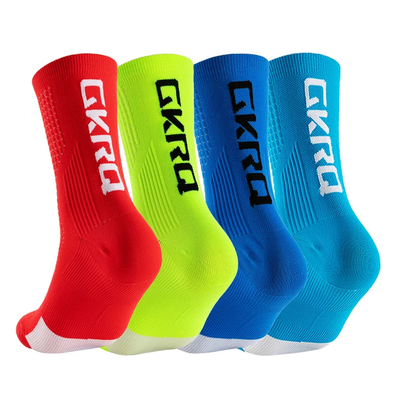 GKRQ 4pairs 2025 New Cycling Socks Bike Nurse Compression Road Bike Running Mtb Knee-high White Sports Funny Brand Black