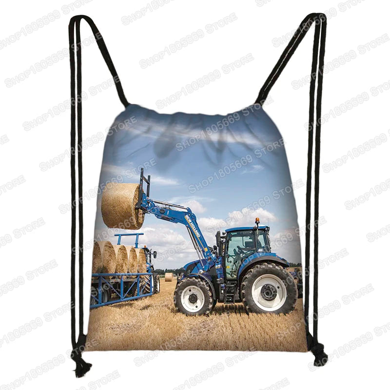 Play with Farm Tractor Print Backpack Teenager Boys Girls Rucksack Women Drawstring Bags for Travel Kids Book Bag Shoes Holder