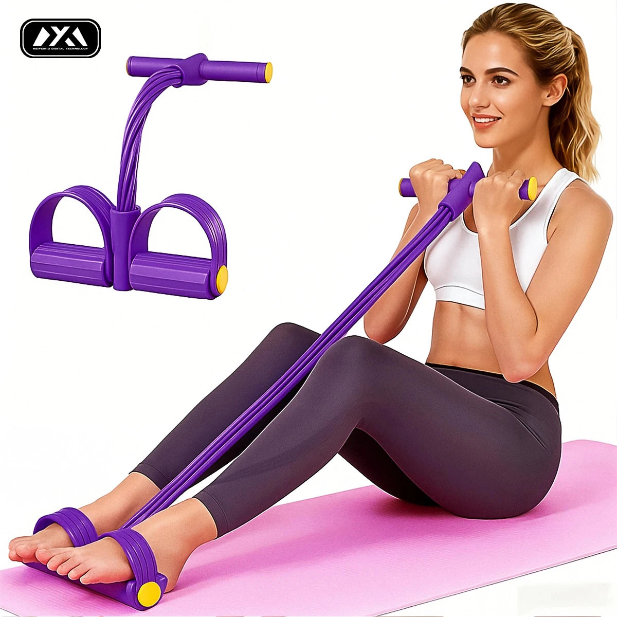 6-Tube Pedal Resistance Band Multifunctional Abdominal Workout Tensioner Home Fitness Elastic Rope Yoga Training Equipmen
