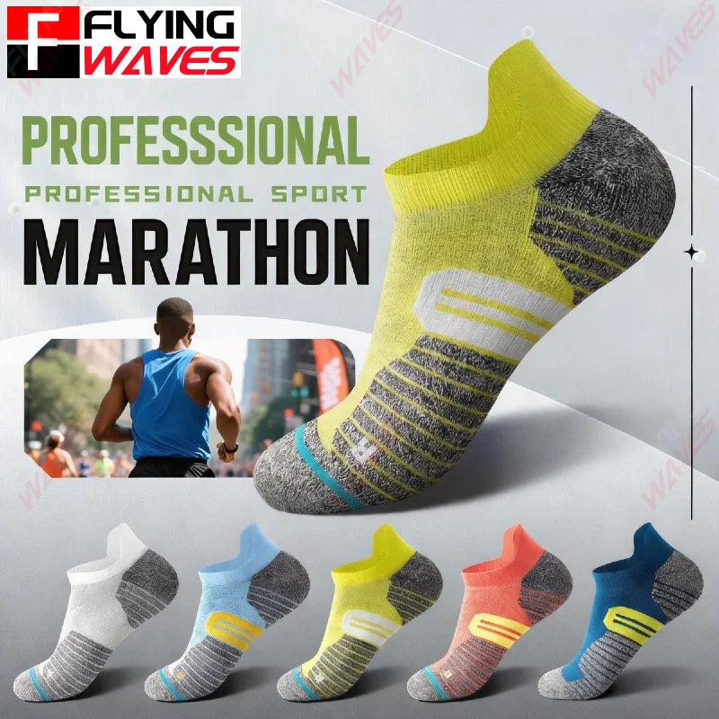 3 Pairs Professional Marathon Socks Men's Thick Towel Bottom Special for Badminton Running Thin Sports Socks