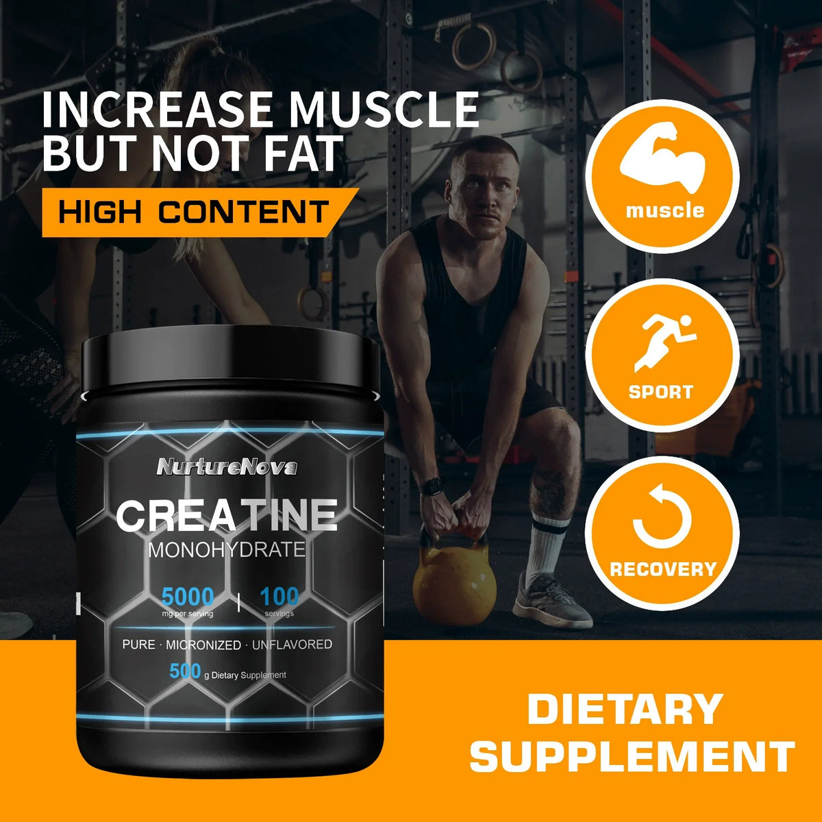 Creatine Monohydrate Powder 500g Unflavored Micronized Supplement for Workout Recovery Muscle Support Men Women