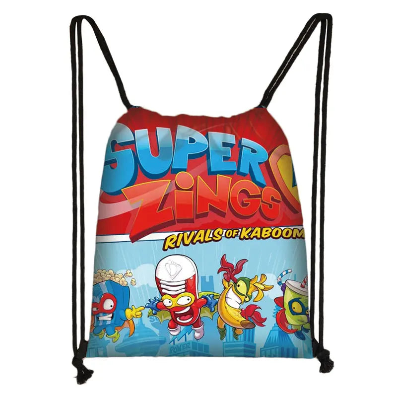 Cartoon Super Zings Drawstring Bag Boys  Girls Casual Backpack Youth Lightweight Super Zings Printing Bags Storage Bag Gift