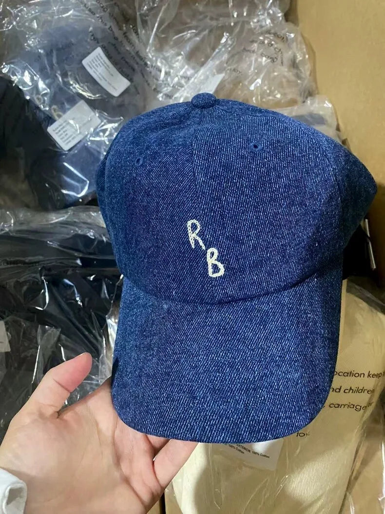 INS Monogram Cotton British Outdoor Sport Baseball Cap for Men Women Hand-Dyed Soft Fabric Dad Hand-Embroidered Letters Hats