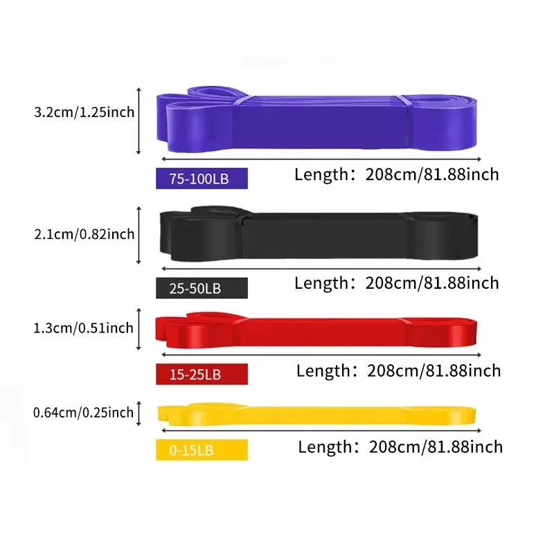 4pcs Latex TPE Resistance Band Yoga Fitness Tension Band Pull Up Training Elastic Band Weight-Bearing Resistance Training Set