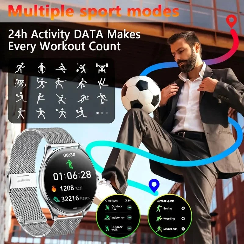 DAORKOW 2026 New 1.43-Inch AMOLED 466*466 Screen Men and Women Bluetooth Call Sports Fitness Ultra-Thin Waterproof Smart Watch