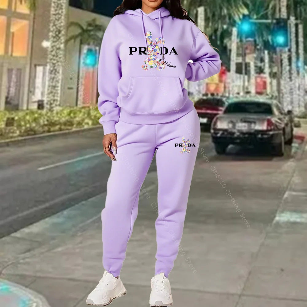 Women's Tracksuits Hoodies and Pants Two Peice Outfits Suit Designer Luxury Oversized Autumn Winter Clothing Women Pants Sets