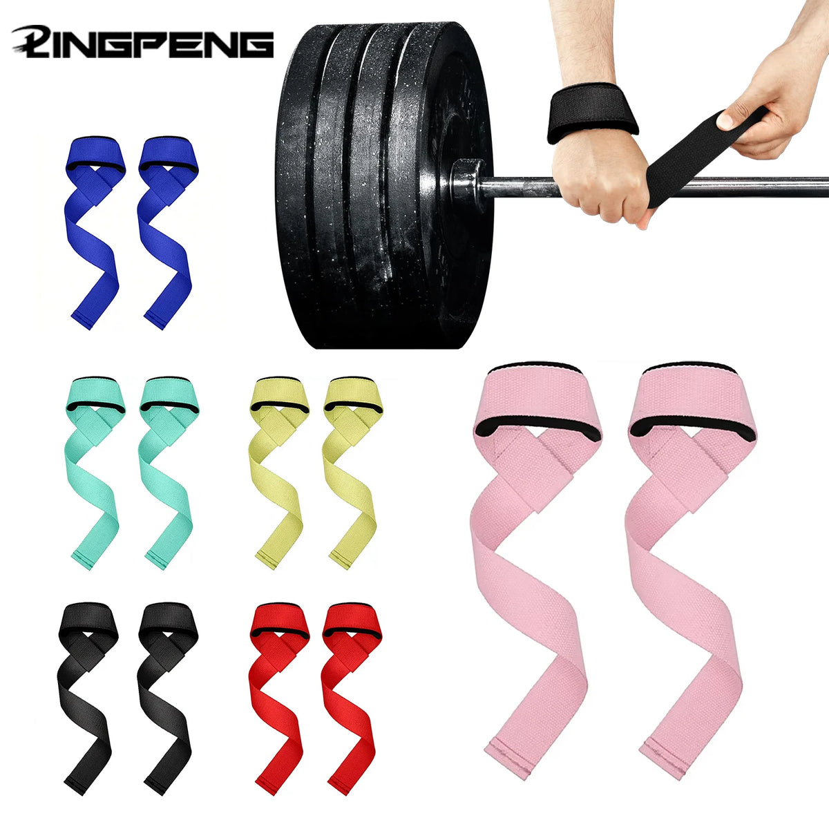 2PCS Weightlifting Straps Lifting Wrist Straps Strength Training Deadlifts Crossfit Hand Grips Wrist Support