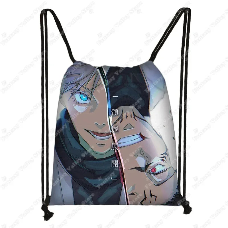 Anime Jujutsu Kaisen Backpacks Gojo Satoru Yuji Itadori Drawstring Bag Harajuku Large Capacity Storage Bags Outdoor Shoulder Bag