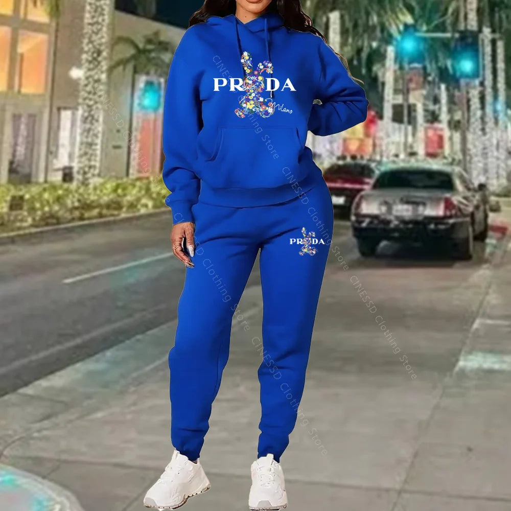 Women's Tracksuits Hoodies and Pants Two Peice Outfits Suit Designer Luxury Oversized Autumn Winter Clothing Women Pants Sets