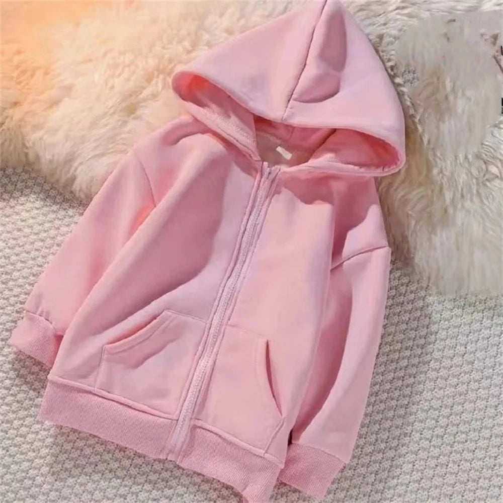 Children Hoodie Zip Up Cardigan Tops SIX SEVEN Girl Pink Boy Black Coat Hoodies Kid 3-12 Year Zipper Sweatshirts Autumn