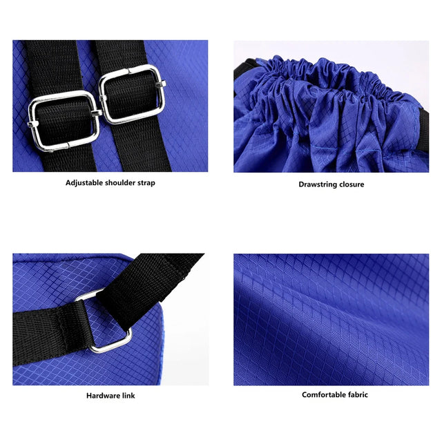 Loogdeel Portable Gym Football Drawstring Bag Quick Drying Large Capacity Oxford Cloth Backpack Solid Color Adjustable Straps