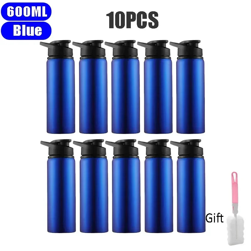 Metal Sports Bottles with Snap Lid Portable Bike Water Bottle Reusable Travel Bottles with Handle Bulk Pack for Gym Hiking Sport