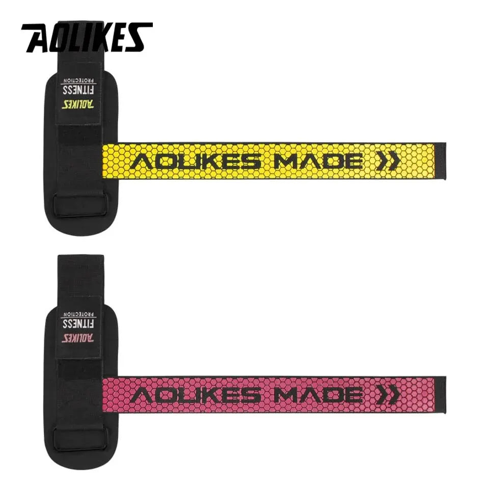 AOLIKES 1 Pair Weightlifting Straps Anti-Slip Silicone Lifting Wrist Straps Strength Training Crossfit Hand Grips Wrist Support