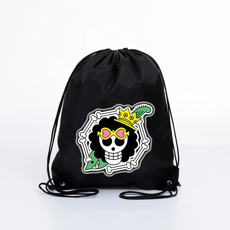 Big 45x45CM Cartoon One Piece Drawstring Bag for Adult Luffy Zoro Fashion Swim Ride Running Sport Backpack Portable Storage Bags