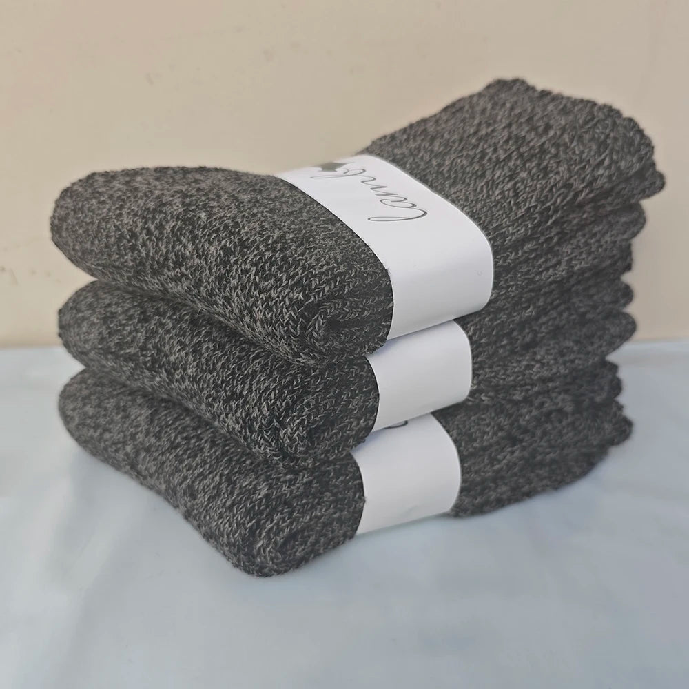 3/5 Pair Winter Men's Merino Wool Socks Super Thick Warm High Quality Harajuku Retro Snow Casual Antifreeze Cashmere Socks Men