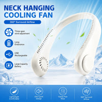 3 Speed Adjustable Bladeless Neck Fan Portable Rechargeable Mini Hanging Neck Air Cooler Long Battery Life For Summer Outdoor