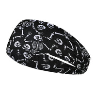 Elastic skull print sports headband, sweat-absorbent sports headband, unisex non-slip fitness headband, cycling street headband