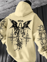 Men's Angel Element Graffiti Thorn Print Streetwear Hip Hoodie Punk Style Hoodie Regular Fit Outdoor Casual Long Sleeve Pullover