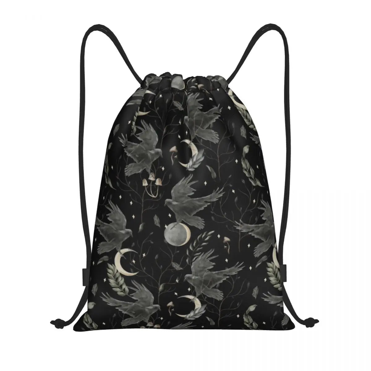 Custom Raven Rage Drawstring Backpack Sports Gym Bag for Women Men Halloween Witch Gothic Scary Crow Training Sackpack