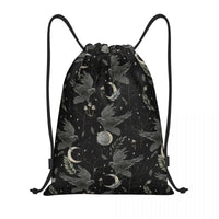 Custom Raven Rage Drawstring Backpack Sports Gym Bag for Women Men Halloween Witch Gothic Scary Crow Training Sackpack