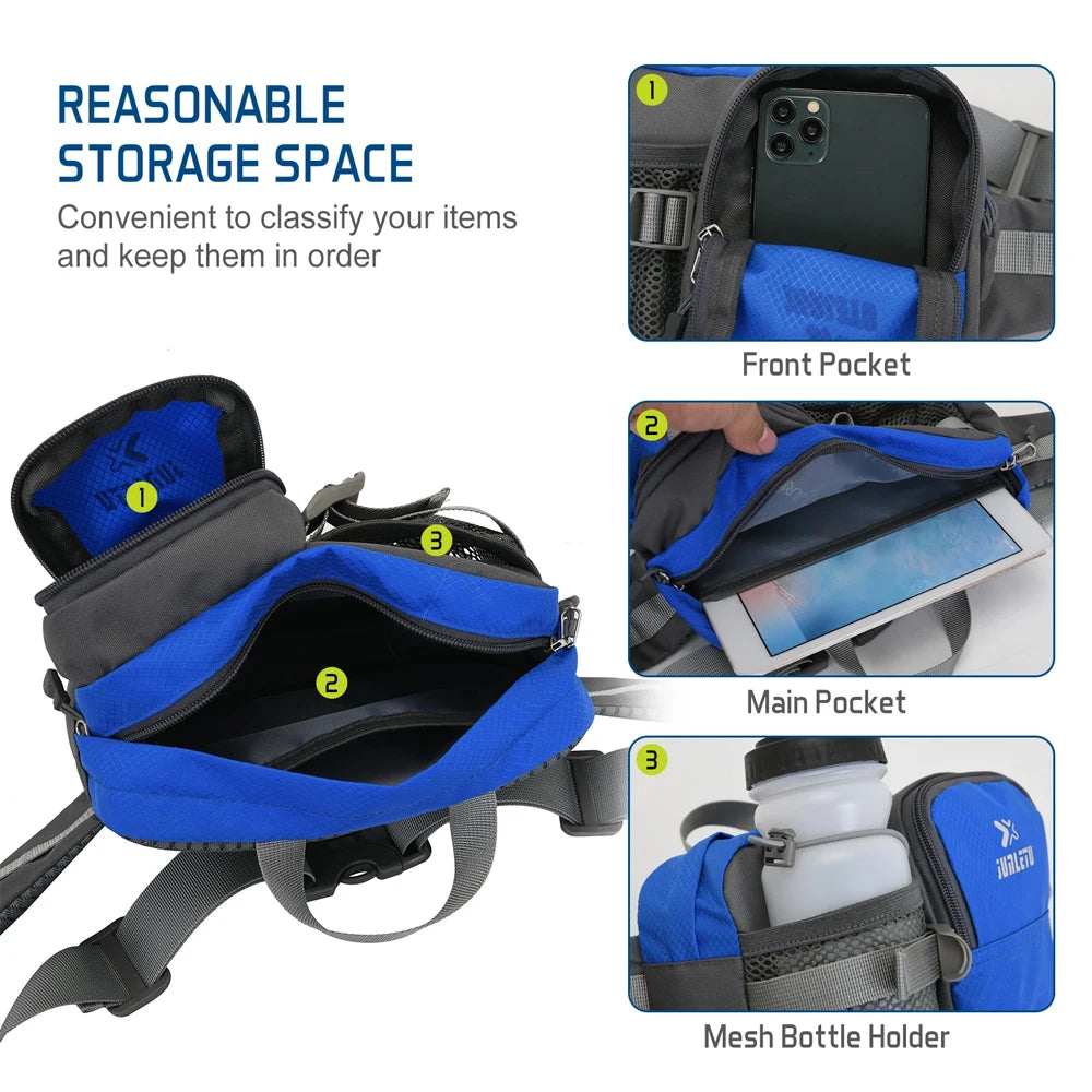 Water-Resistant Adjustable Fanny Pack with Bottle Holder & Multi-Pockets for Hiking, Running, Cycling, Travel, Outdoor