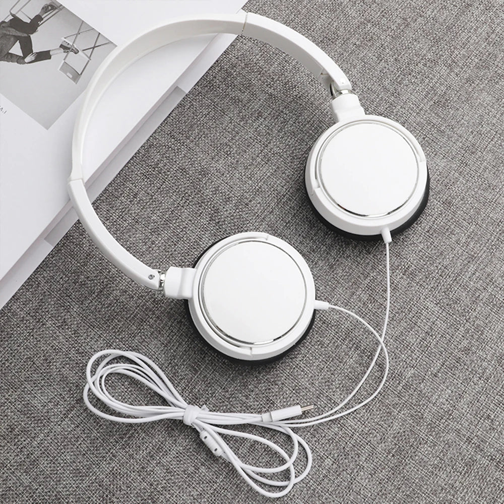 Type-C Wired Headphones 3 5mm Bass Stereo Foldable With Microphone Adjustable Headphones Suitable For Pc Mp3 Mobile Headphones